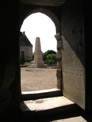 Chapaize's war monument as seen from inside the church.