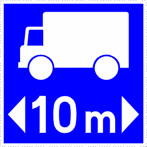 Suggest direction for vehicles transporting merchandise longer than the number indicated.