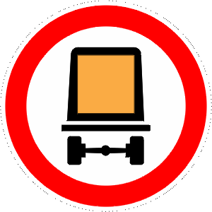 Road closed to vehicles transporting dangerous materials.