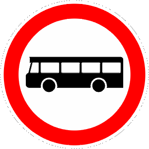 Road closed to public transport vehicles.