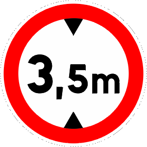 Road closed to vehicles taller than the number indicated.