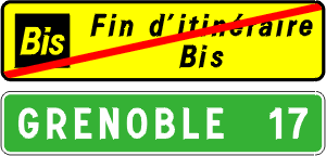 End of alternate 'Bis' road. Used to avoid traffic or toll roads.