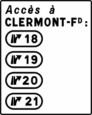 For access to (<em>Acc�s �</em>) Clermont-Ferrand use these exits.