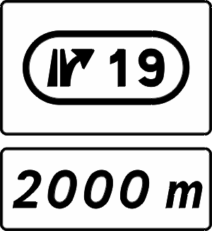 Distance to and number of next exit.