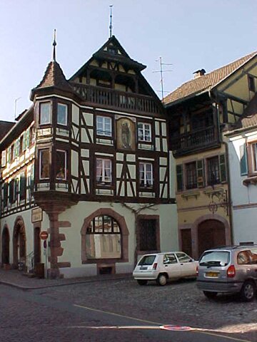 Typical Alsacien architecture in the village of Kaysersberg