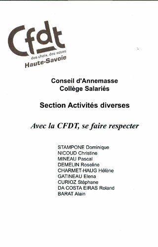 CFDT sample ballot for the 2008 French Prud'Hommes Elections.