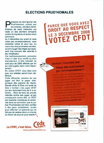 CFDT documentation for the 2008 French Prud'Hommes Elections.