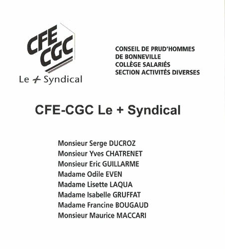 CFE-CGC sample ballot for the 2008 French Prud'Hommes Elections.