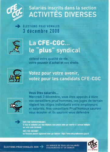 CFE-CGC documentation for the 2008 French Prud'Hommes Elections.