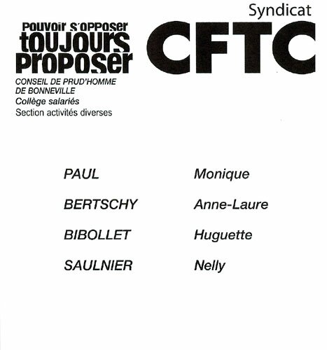 CFTC sample ballot for the 2008 French Prud'Hommes Elections.