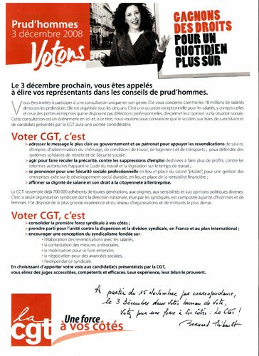 CGT documentation for the 2008 French Prud'Hommes Elections.