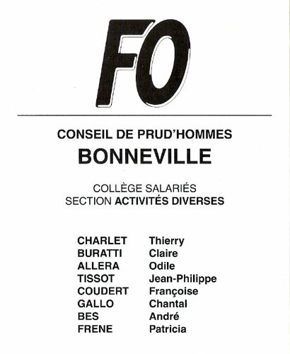 Force Ouvrière sample ballot for the 2008 French Prud'Hommes Elections.